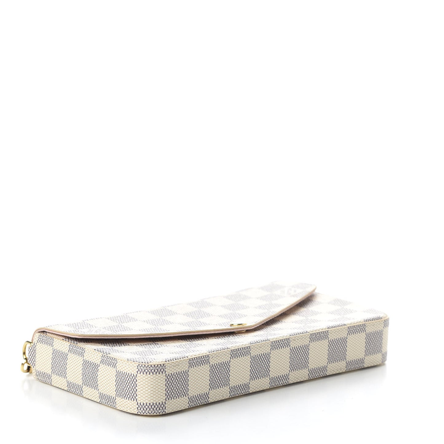 Damier Azur Pochette Felicie Chain Wallet Rose Ballerine