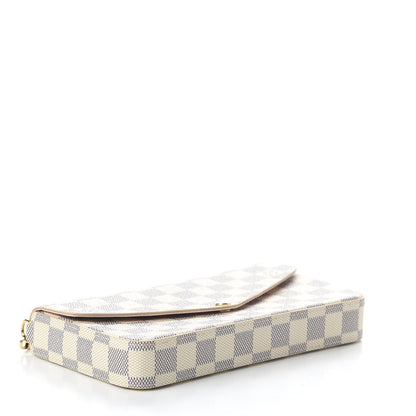 Louis Vuitton Damier Azur Pochette Felicie Chain Wallet Rose Ballerine 4 of 10