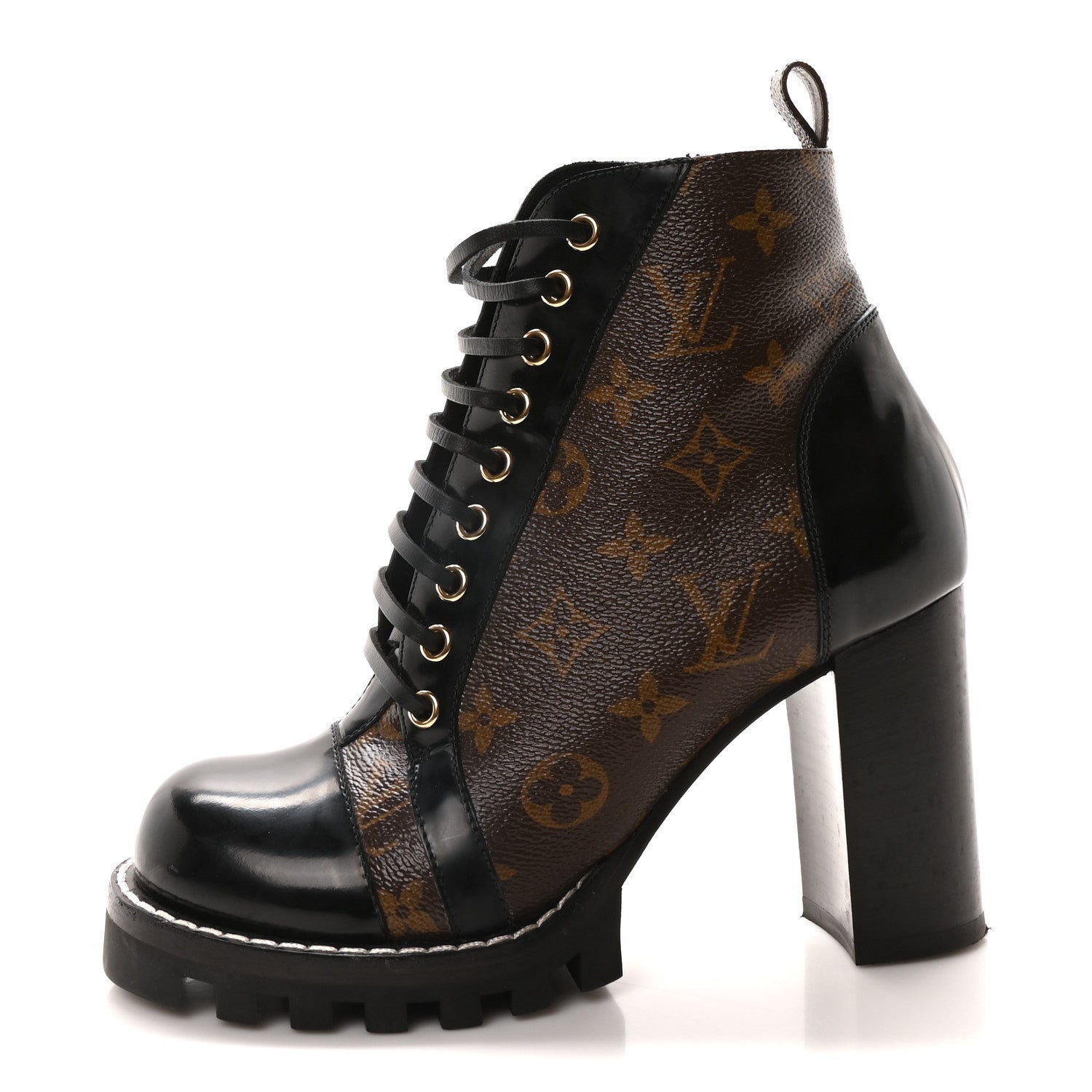 Louis Vuitton Patent Calfskin Monogram Star Trail Ankle Boots 38 Black 1 of 9