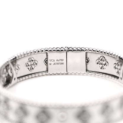 Van Cleef & Arpels 18K White Gold Diamond Perlee Clovers Bangle Bracelet M 4 of 5