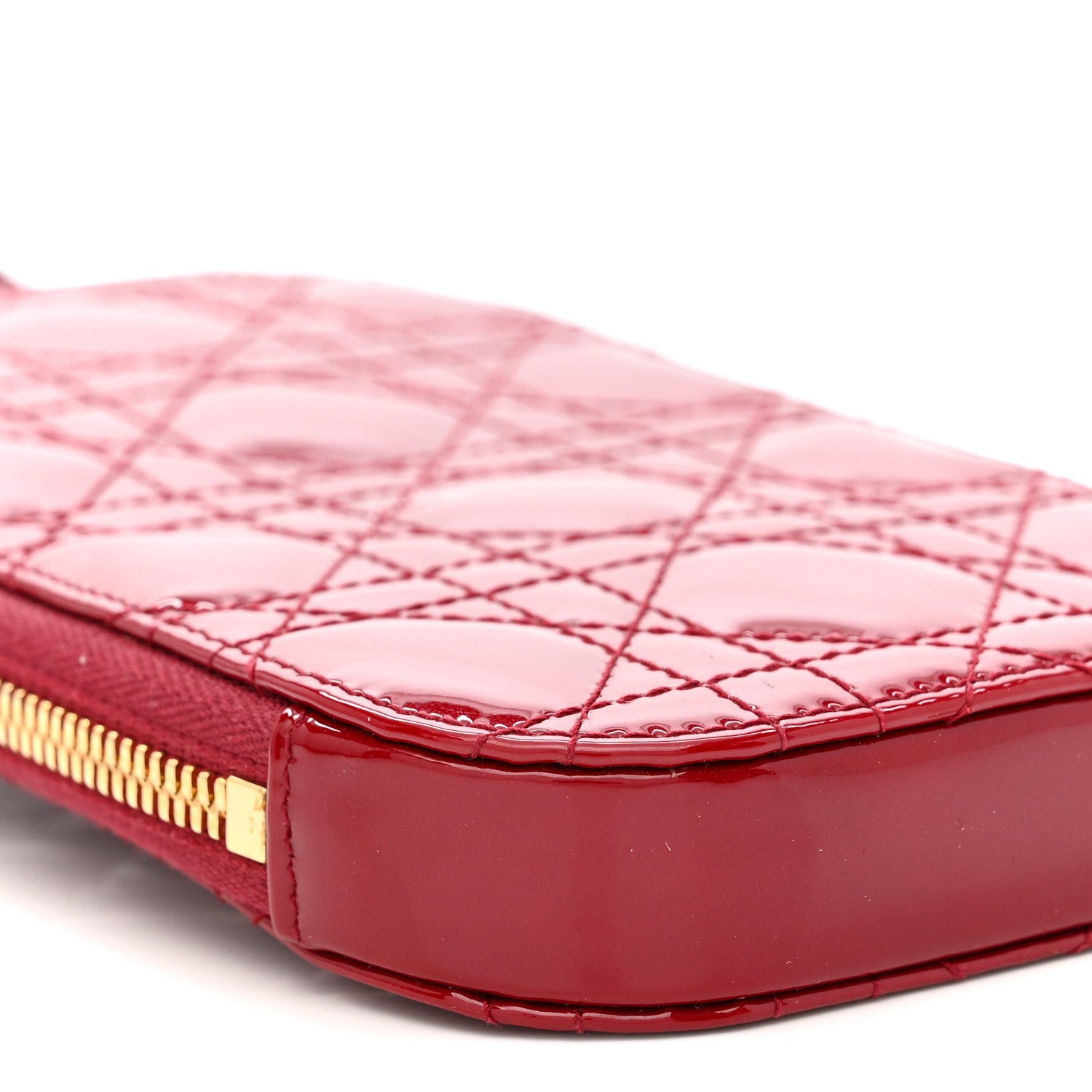 Christian Dior Patent Cannage Lady Dior Phone Holder Red 9 of 11