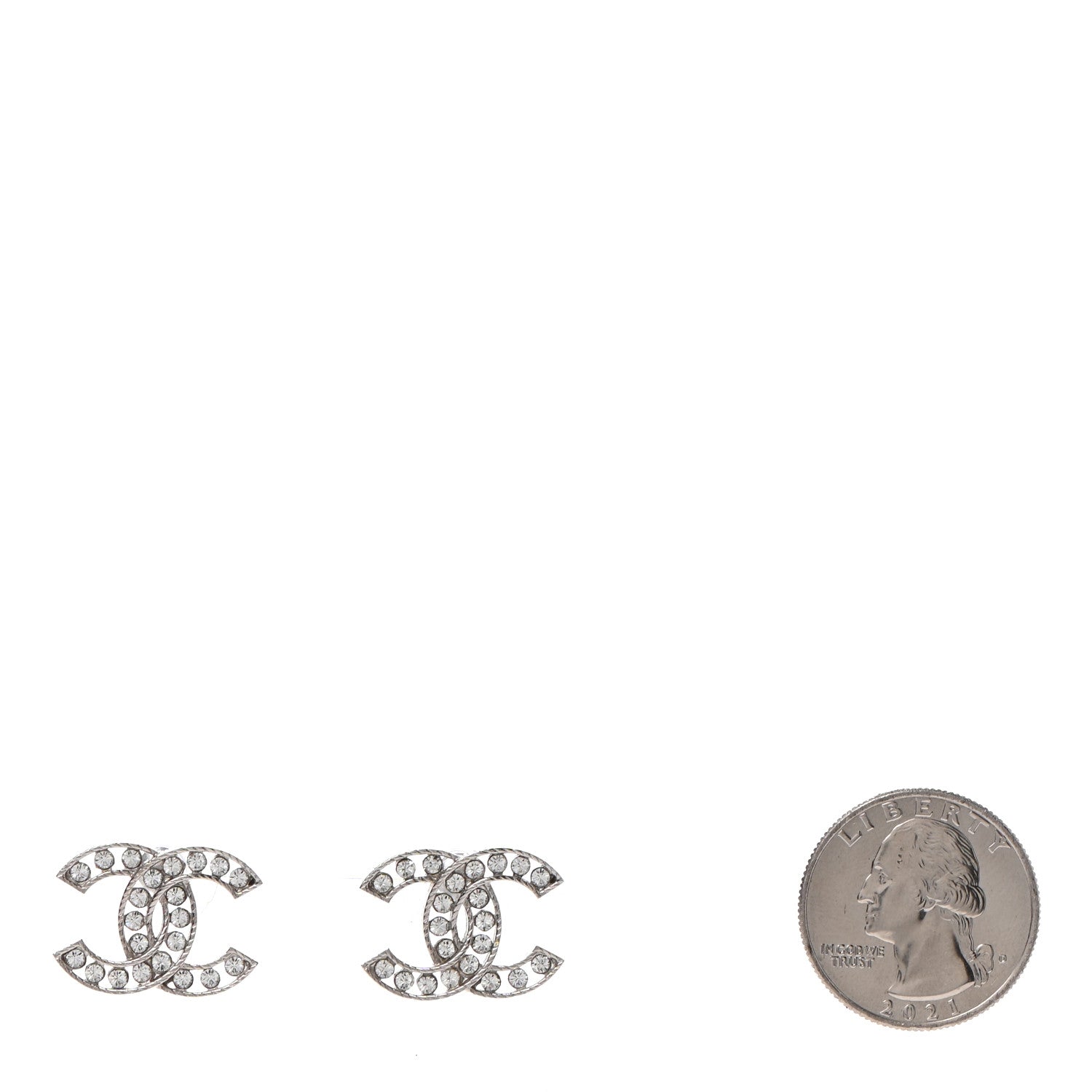 Chanel Crystal CC Earrings Silver 2 of 4