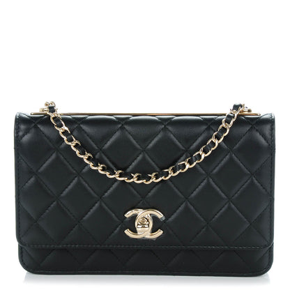 Chanel Lambskin Quilted Trendy CC Wallet On Chain WOC Black 1 of 9