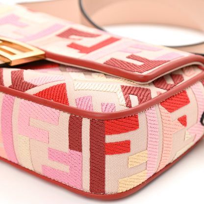 Fendi Canvas Vitello King FF Embroidered Baguette Rosa Quarzo Bloody Mary Multicolor 8 of 8