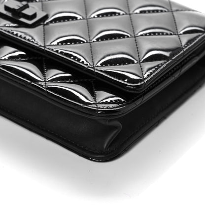 Chanel Patent Calfskin Quilted Reissue Wallet On Chain WOC Black 10 of 11