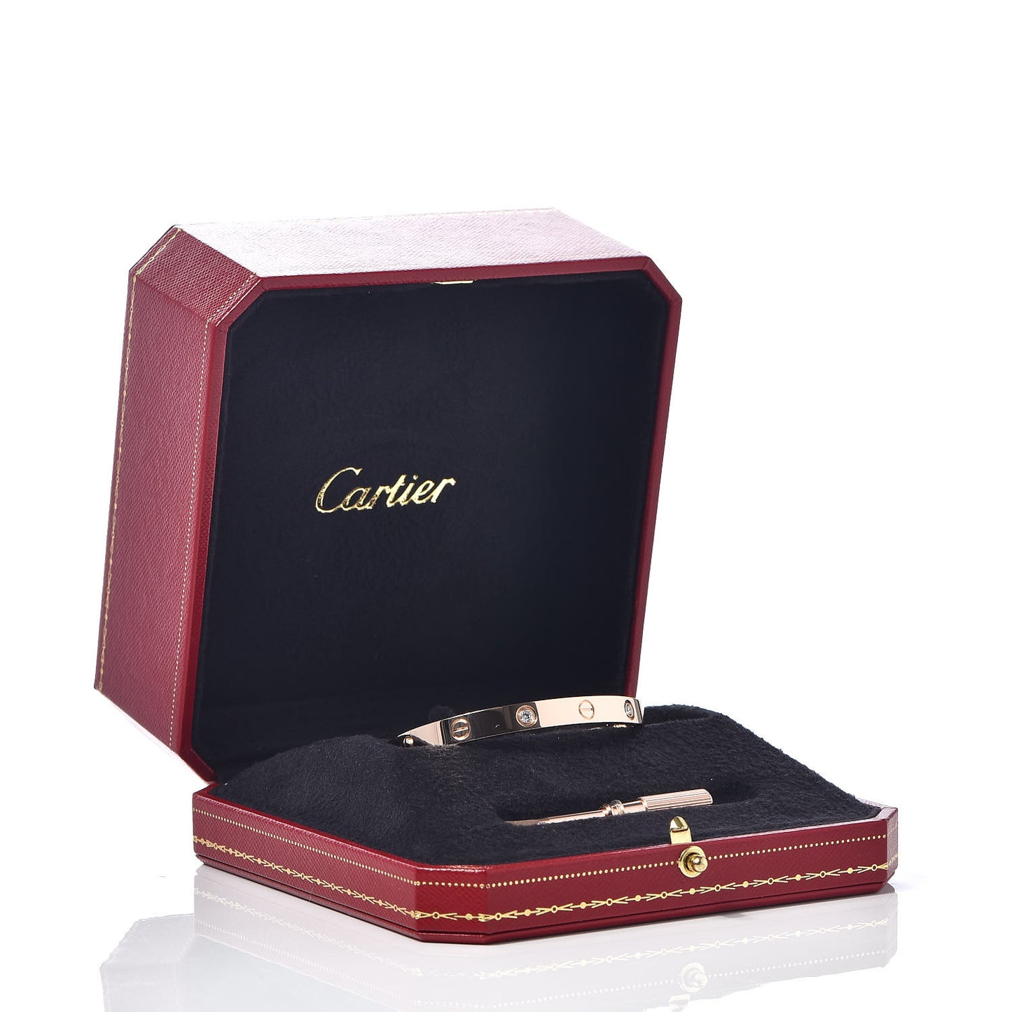 18K Pink Gold 4 Diamond LOVE Bracelet 17