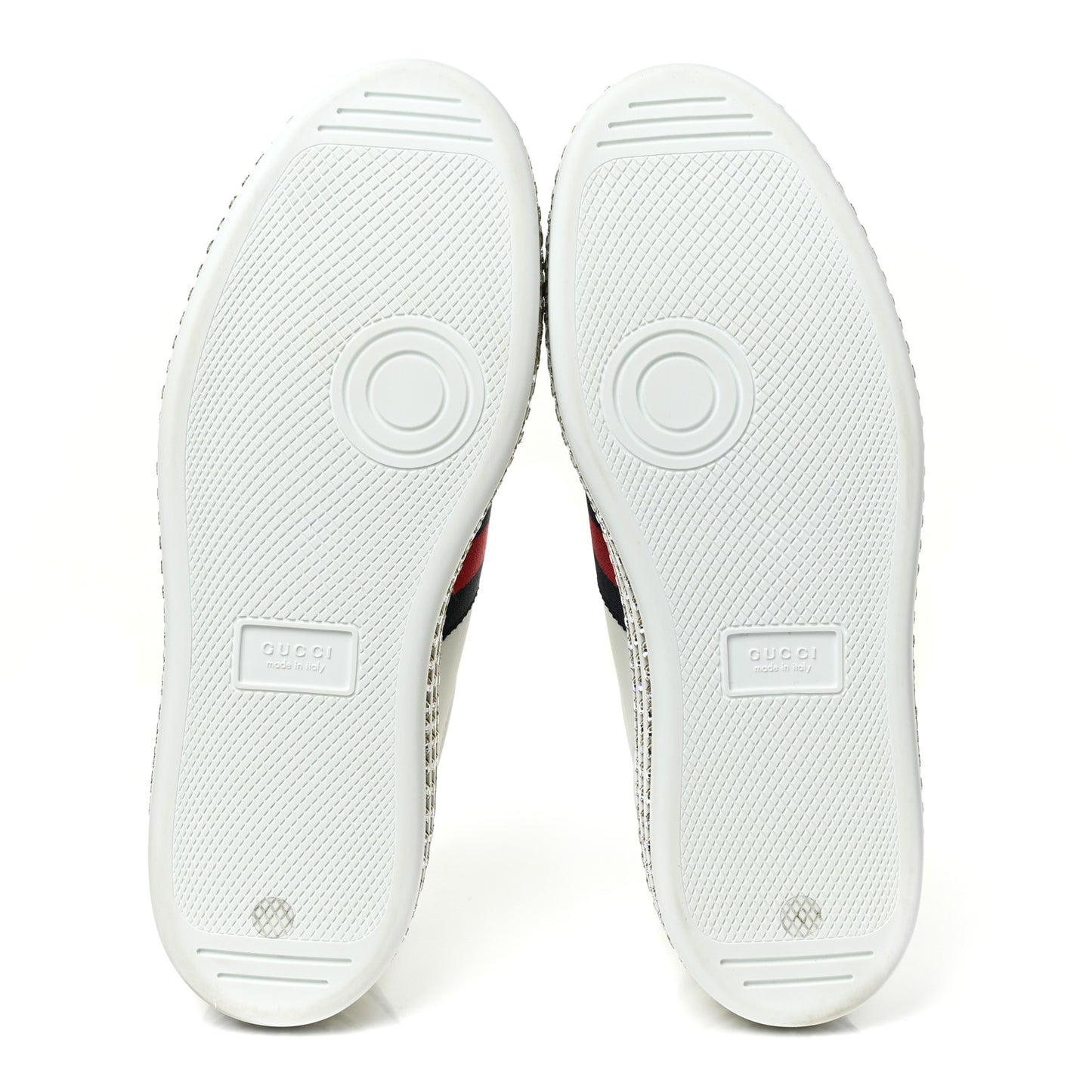 Calfskin Crystal Web Bee Embroidered Womens Ace Platform Sneakers 38.5 White