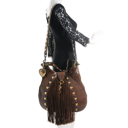 Gucci Leather Suede Fringe Babouska Hobo Brown 2 of 9