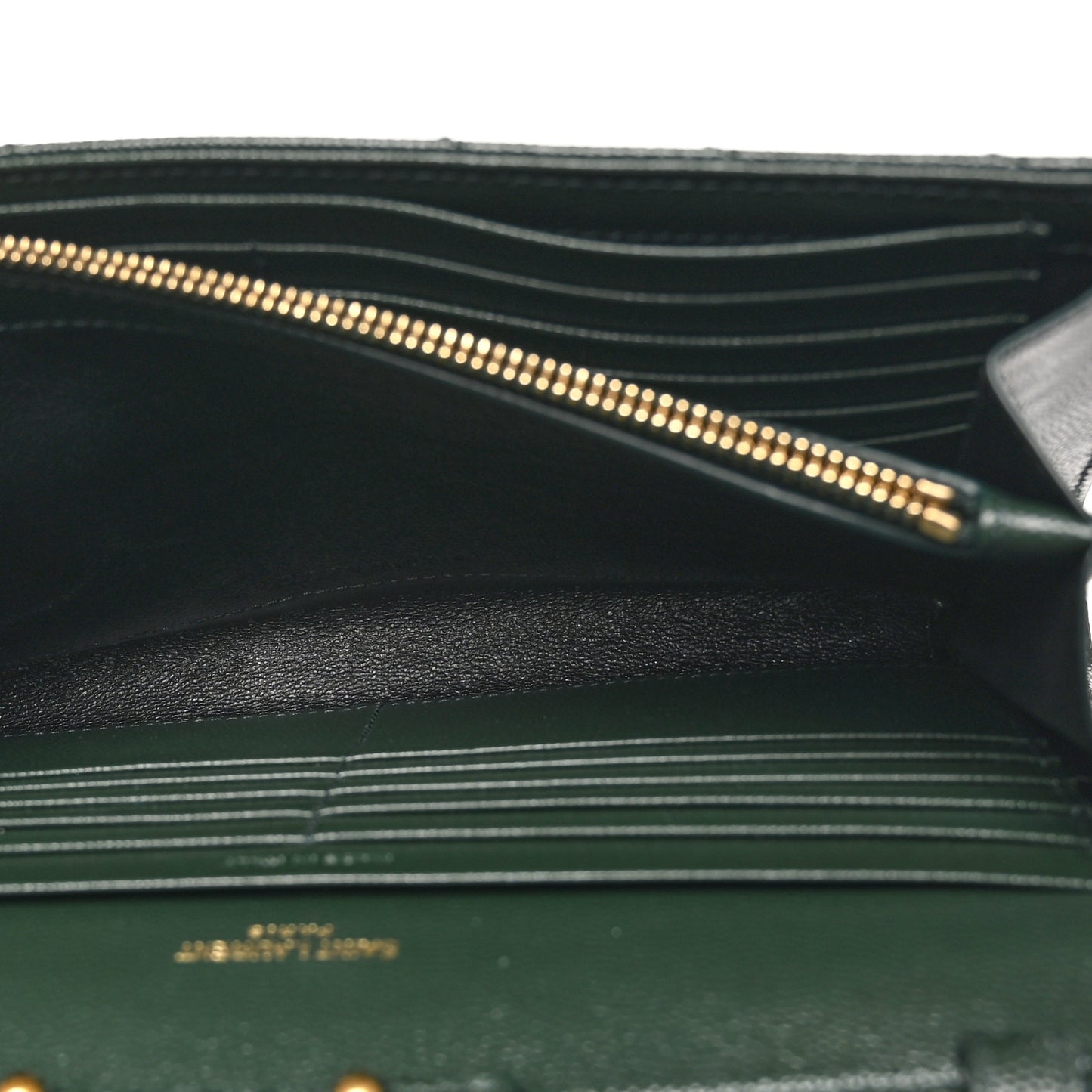 Grain De Poudre Matelasse Chevron Monogram Chain Wallet Vert Fonce