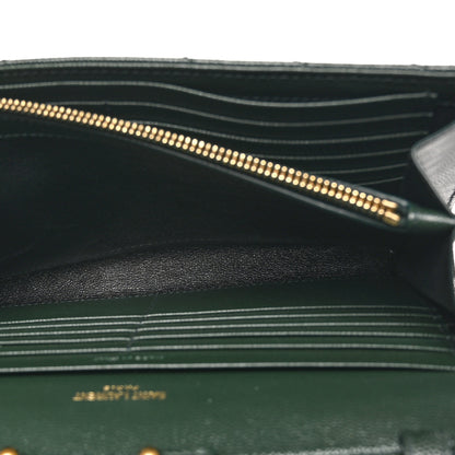 Saint Laurent Grain De Poudre Matelasse Chevron Monogram Chain Wallet Vert Fonce 6 of 11