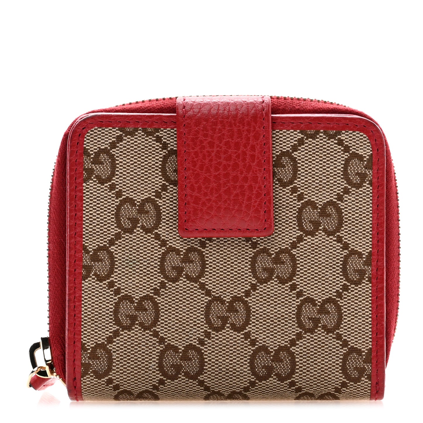 Monogram Dollar Calfskin Zip Around French Flap Wallet Beige Ebony Rosso