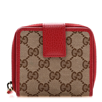 Gucci Monogram Dollar Calfskin Zip Around French Flap Wallet Beige Ebony Rosso 1 of 9