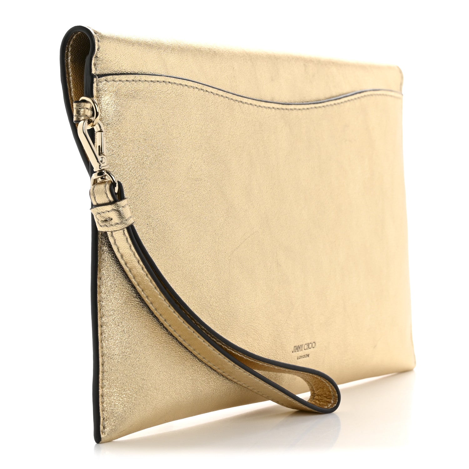 Jimmy Choo Metallic Calfskin JC Envelope Pouch Gold 3 of 8