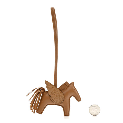 Hermes Milo Lambskin Matte Alligator Touch Grigri Rodeo Pegase Horse Bag Charm PM Chai 2 of 5