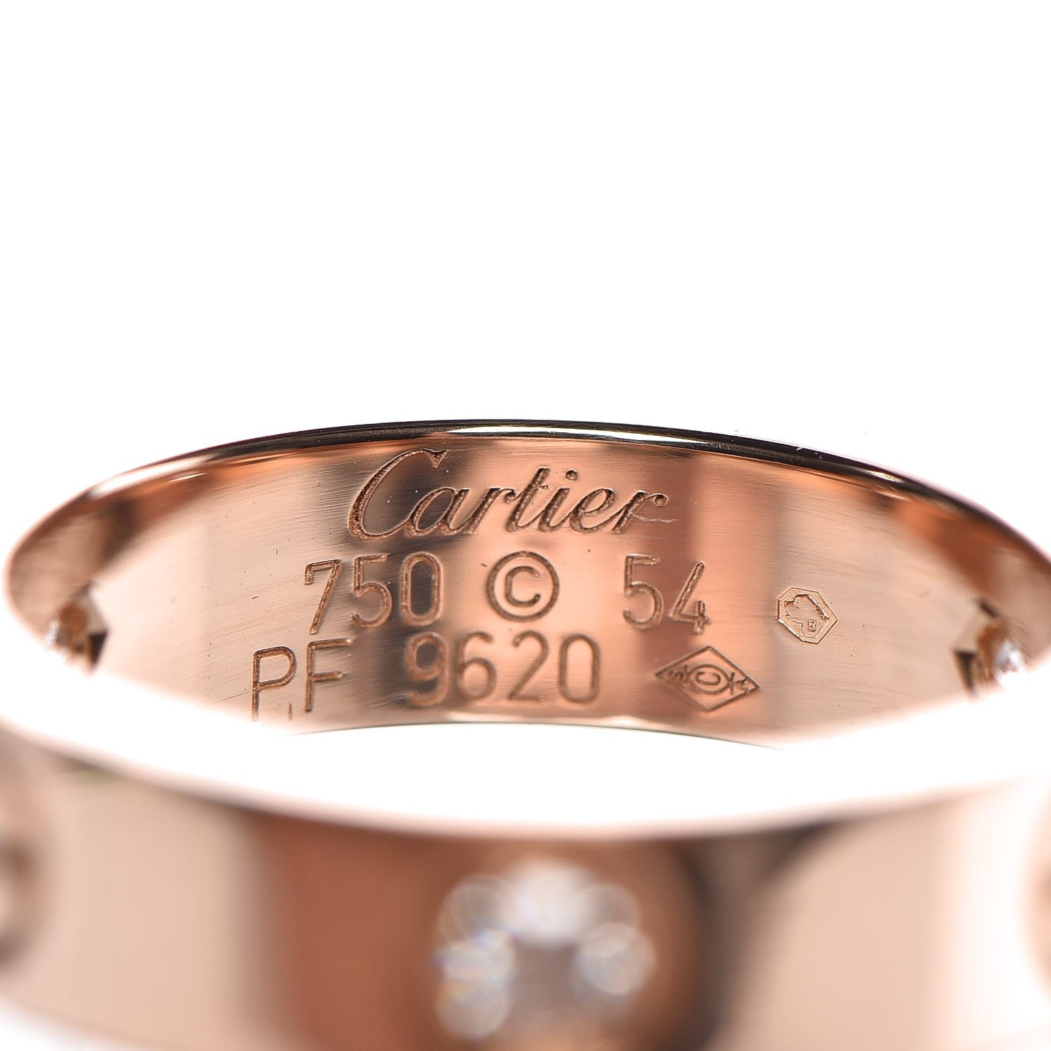 Cartier 18K Yellow Gold 3 Diamond 5.5mm LOVE Ring 54 6.75 3 of 3