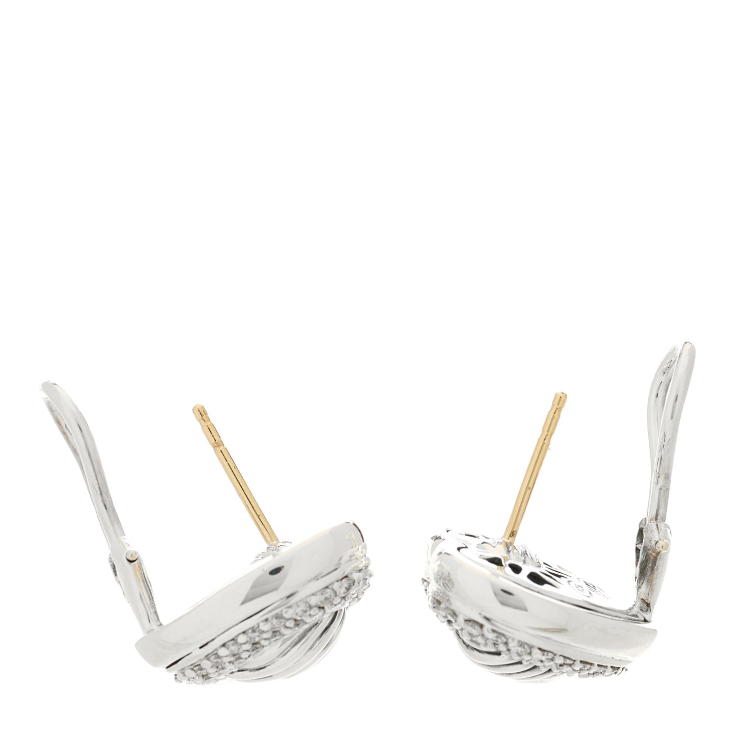 Sterling Silver Diamond Pave Cable Heart Earrings