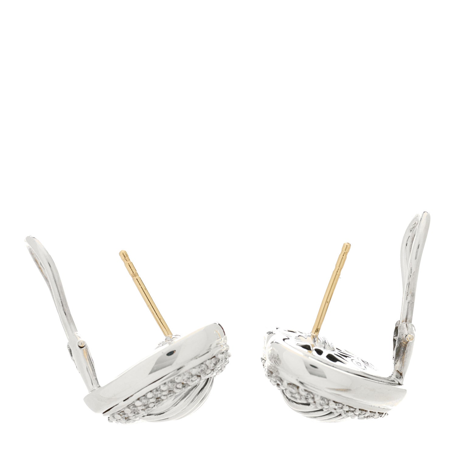 David Yurman Sterling Silver Diamond Pave Cable Heart Earrings 3 of 4