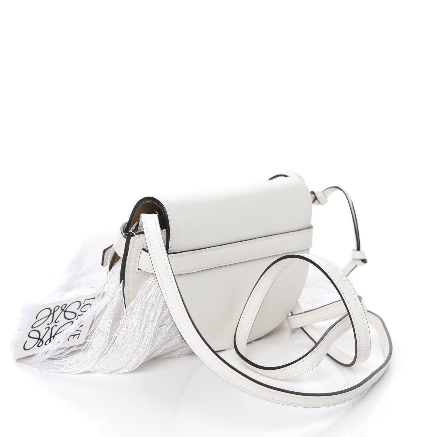 Calfskin Mini Fringe Gate Crossbody Bag White