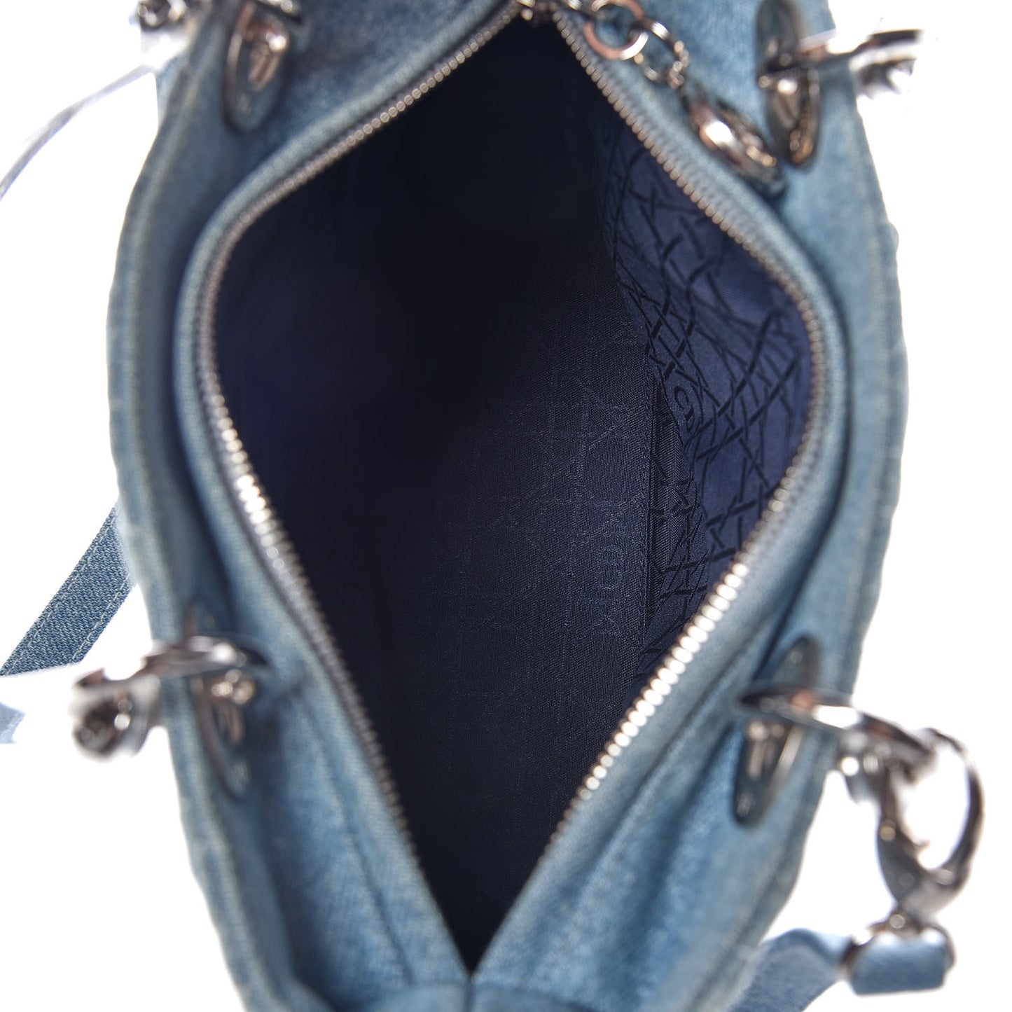 Denim Cannage Medium Lady Dior Light Blue