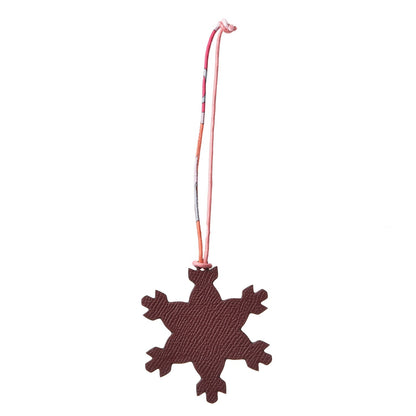 Hermes Togo Epsom Petit H Snowflake Bag Charm Rouge Toffee 1 of 4