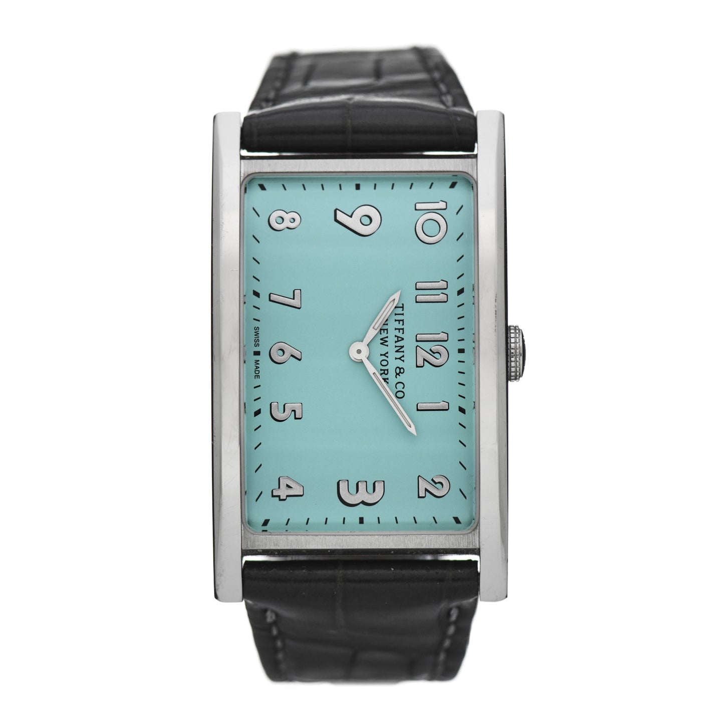 Stainless Steel Alligator 25mm East West Quartz Watch Tiffany Blue