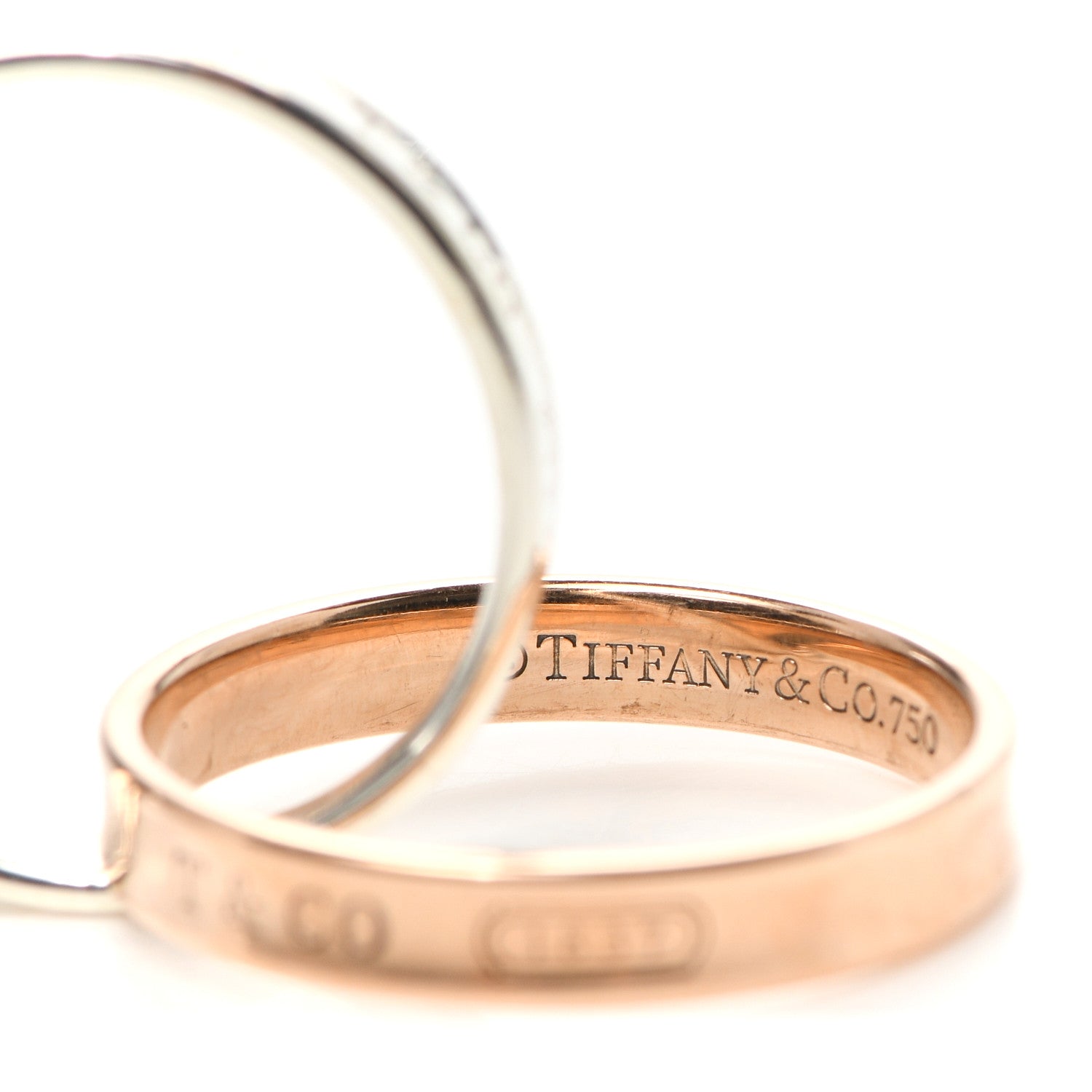 Tiffany Sterling Silver 18K Rose Gold 1837 Interlocking Circles Ring 53 6.5 4 of 4