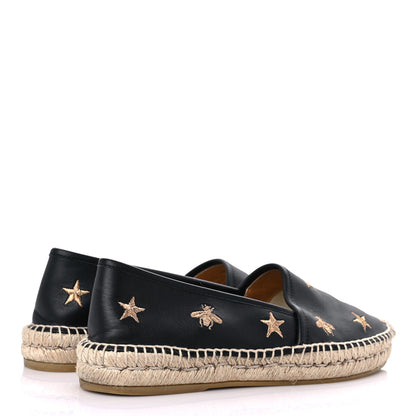 Gucci Calfskin Bee Star Embroidered Espadrilles 37 Black 4 of 12