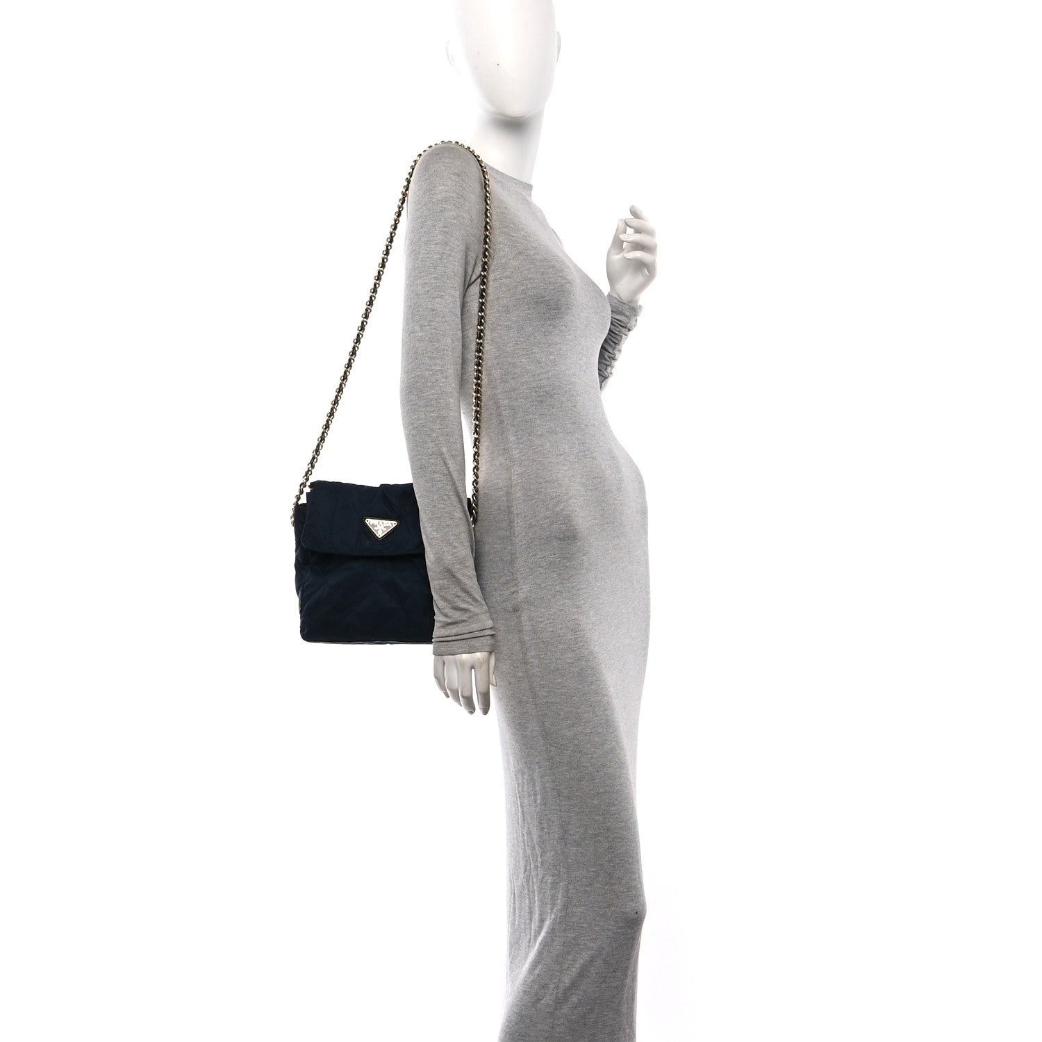 Prada Nylon Tessuto Impuntu Quilted Flap Shoulder Bag Blue 2 of 11