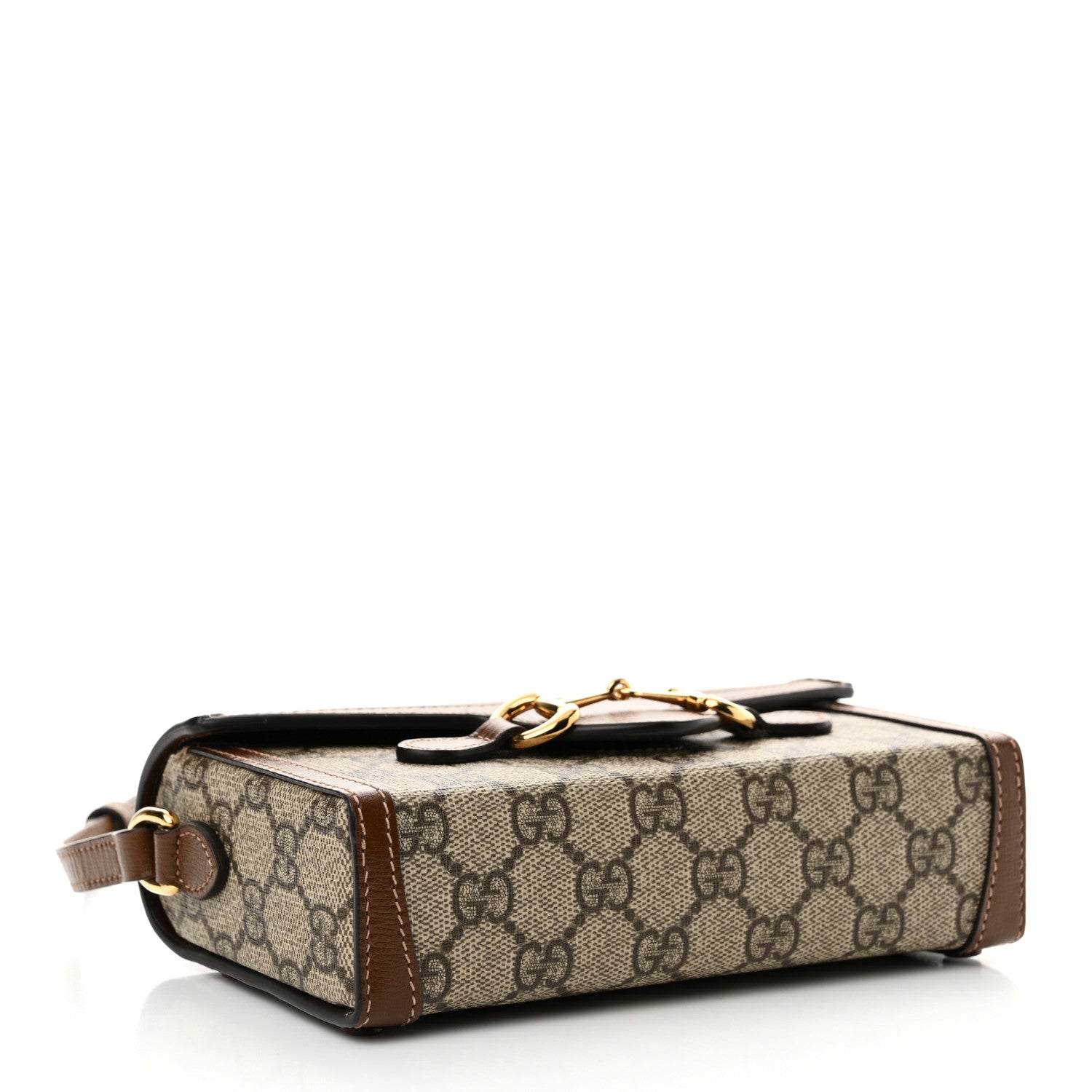 Gucci GG Supreme Monogram Mini Horsebit 1955 Shoulder Bag Beige Brown Sugar 3 of 10