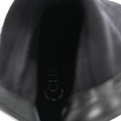 Chanel Grosgrain Knit Cap Toe CC Sock Boots 39 Black Silver 7 of 10