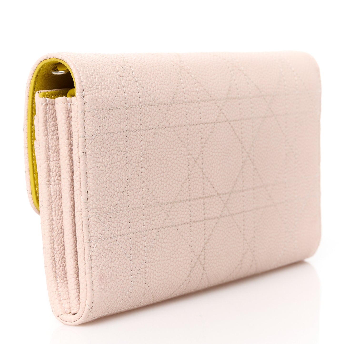 Grained Calfskin Cannage Miss Dior Promenade Chain Wallet Light Pink Yellow