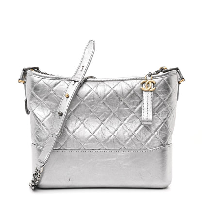 Chanel Metallic Aged Calfskin Quilted Medium Gabrielle Hobo Silver 1 of 11