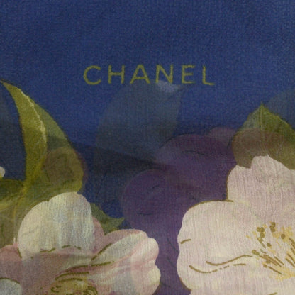 Chanel Silk Chiffon Camellia Scarf Blue 4 of 5