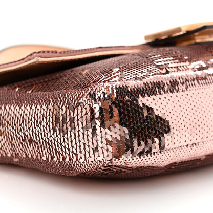 Fendi Sequin Metallic Nappa Pequin Baguette Rame 8 of 10
