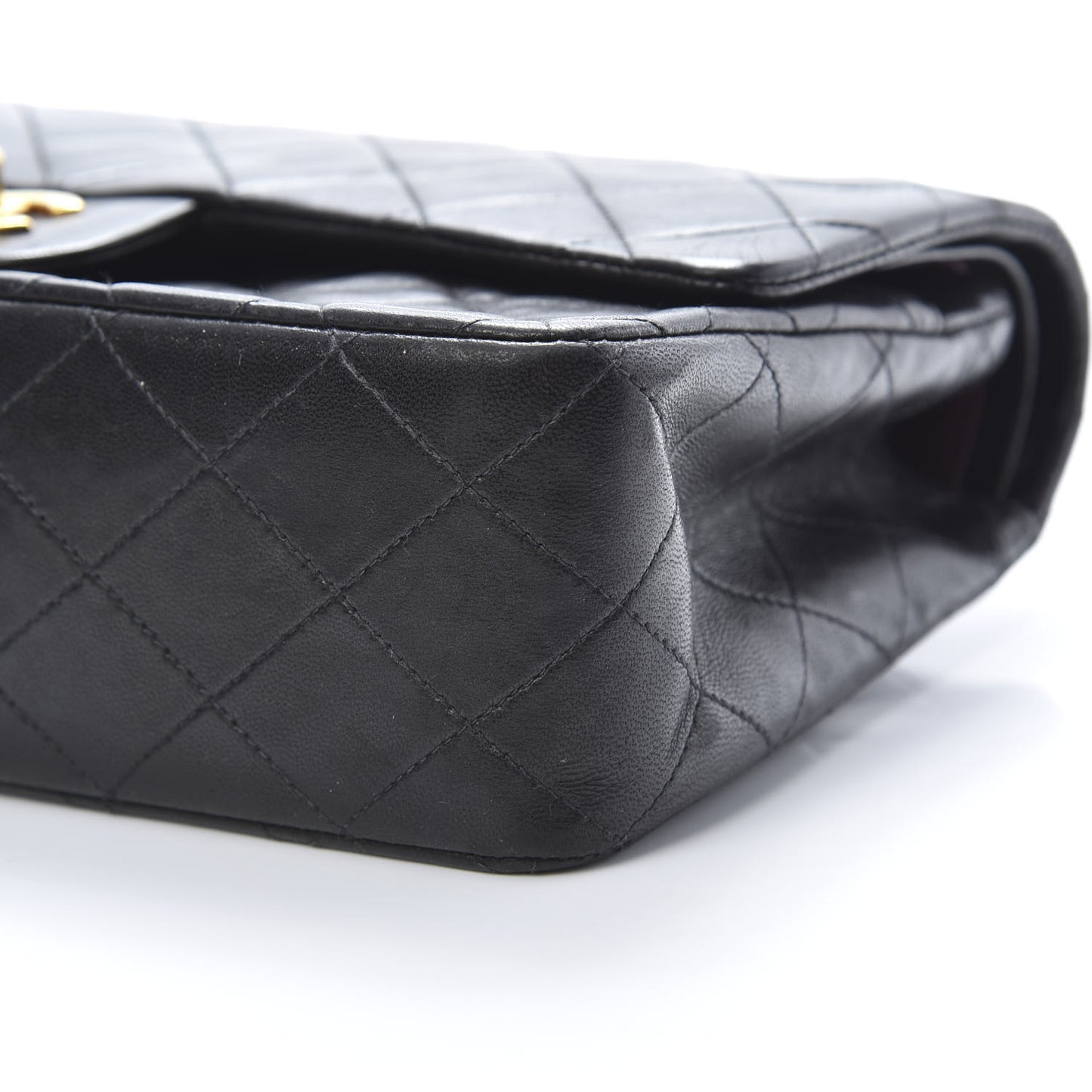 Lambskin Quilted Medium Double Flap Black