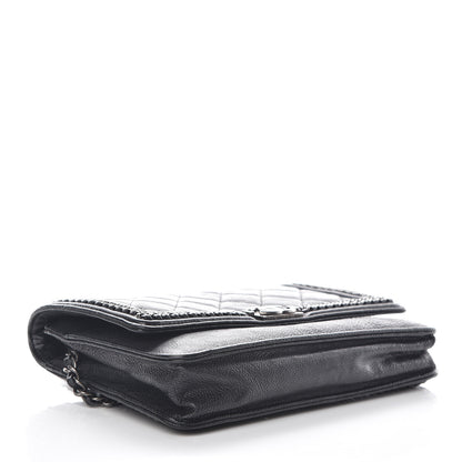 Chanel Calfskin Quilted Chain Around Boy Wallet On Chain WOC Black 4 of 13