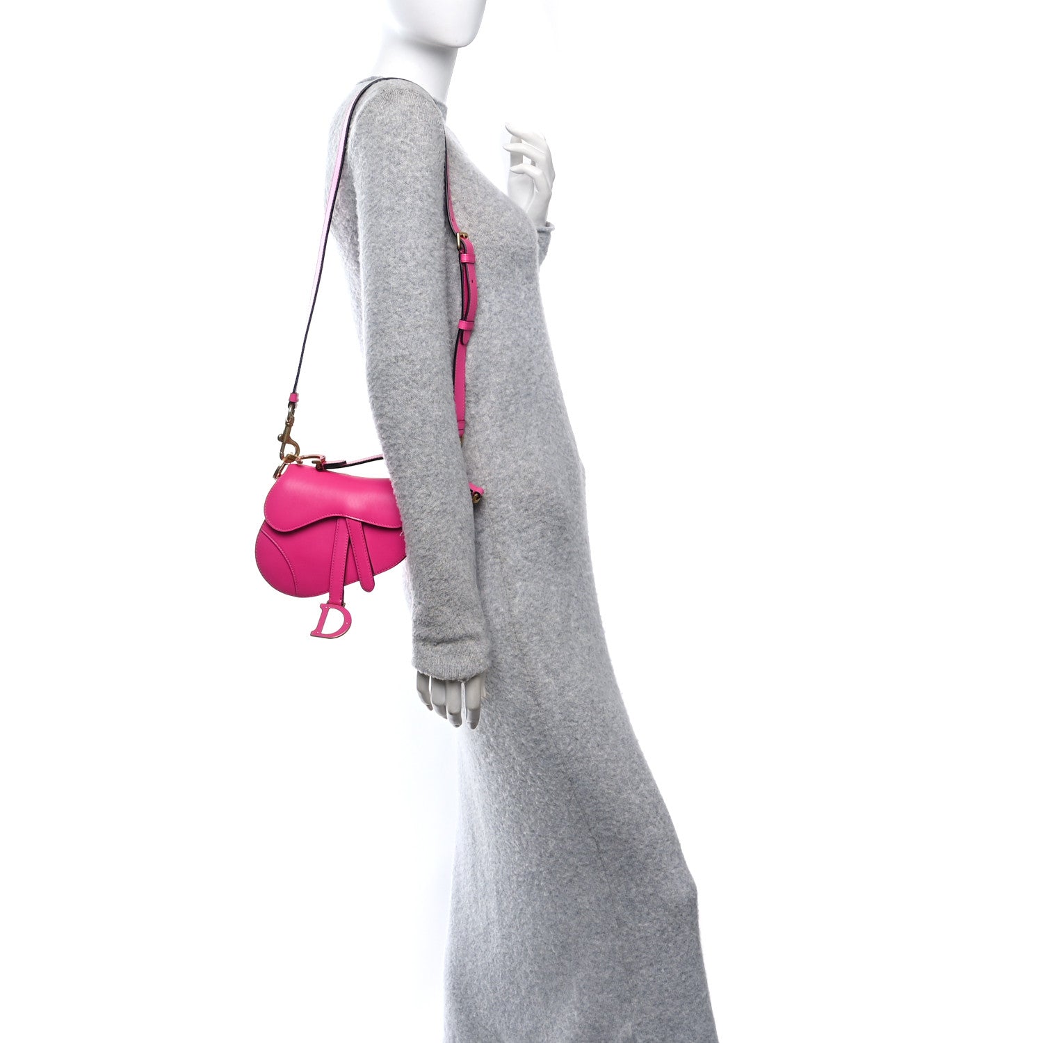 Christian Dior Supple Calfskin Mini Saddle Bag With Strap Passion Pink 3 of 9