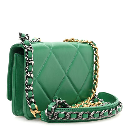 Chanel Lambskin Quilted Chanel 19 Wallet On Chain WOC Green 3 of 10