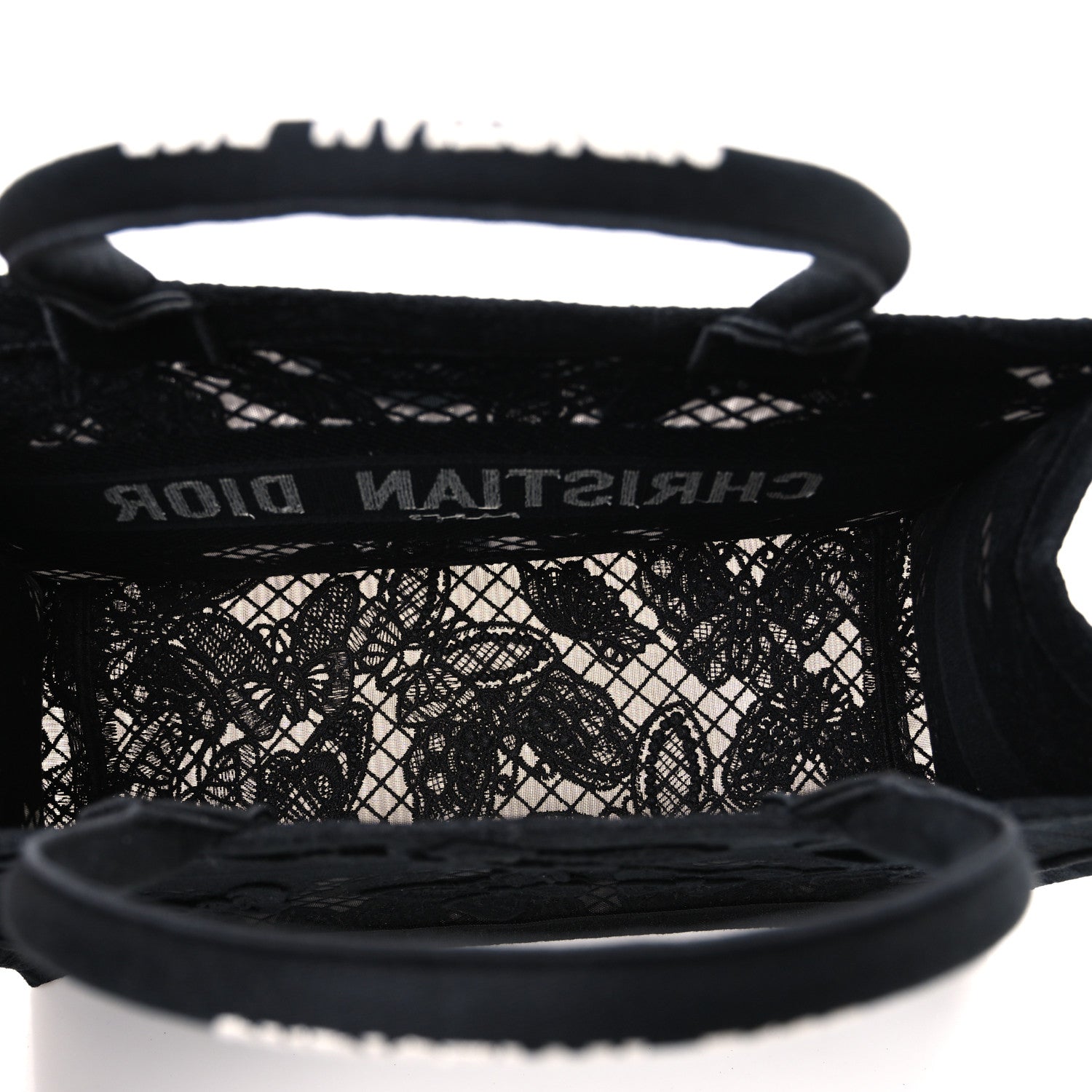 Christian Dior Embroidered 3D Macrame D-Lace Butterfly Medium Book Tote Black 4 of 9