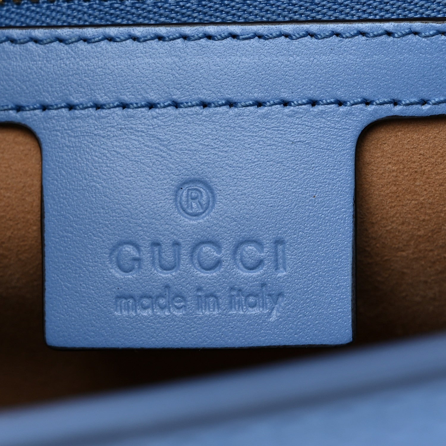 Gucci Calfskin Embroidered Medium Sylvie Top Handle Bag Clear Sky Blue 6 of 10