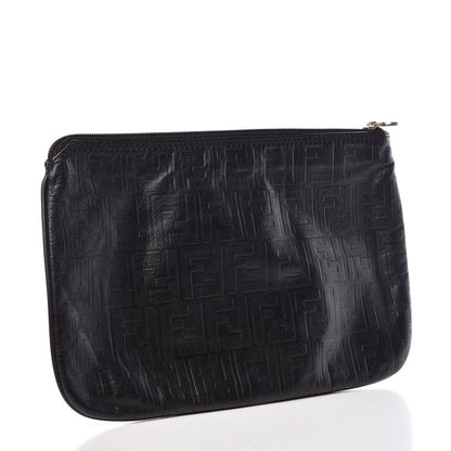Fendi Calfskin FF Embossed Pouch Black 3 of 11