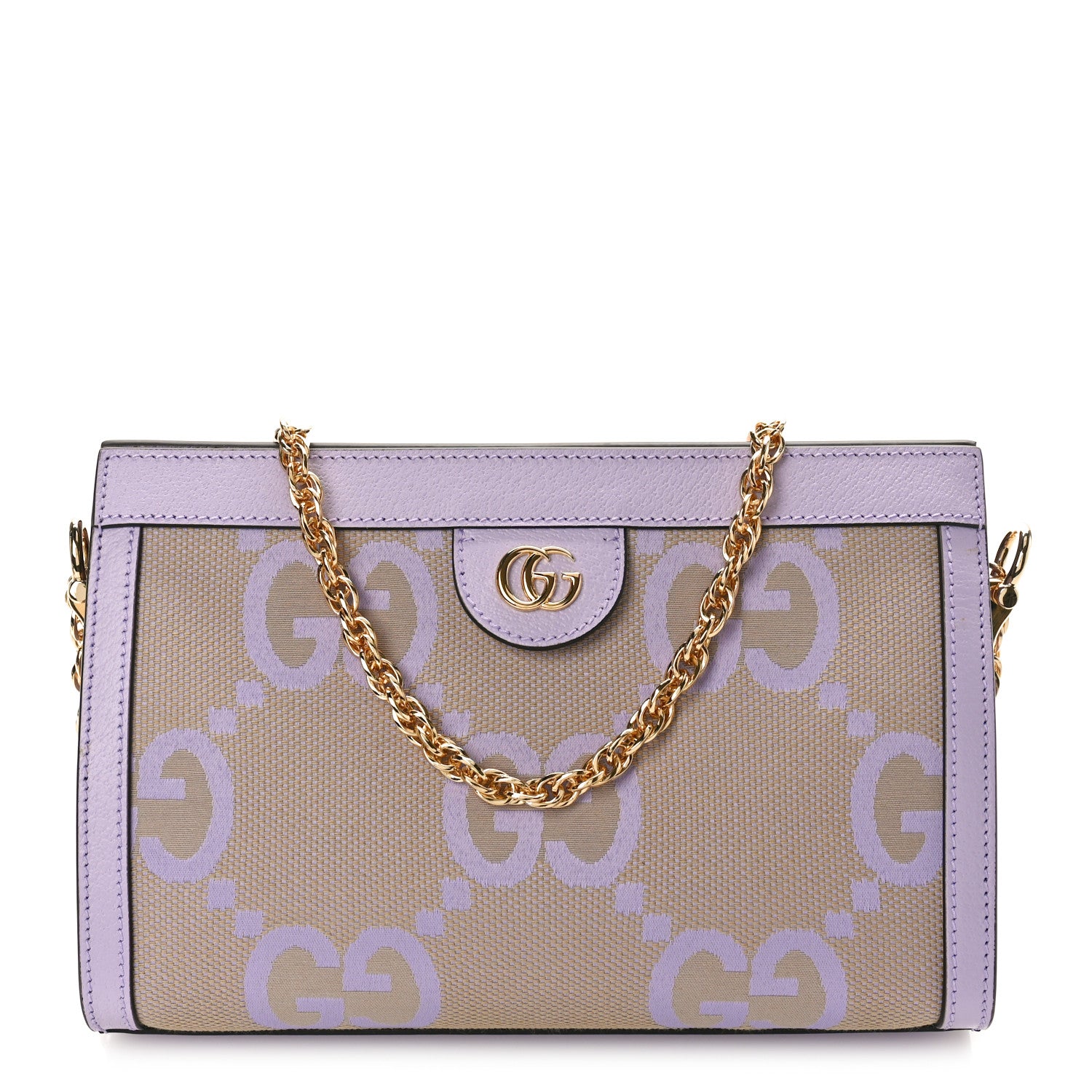 Gucci Monogram Jumbo GG Textured Dollar Calfskin Small Ophidia Chain Shoulder Bag Beige Lapis 1 of 8