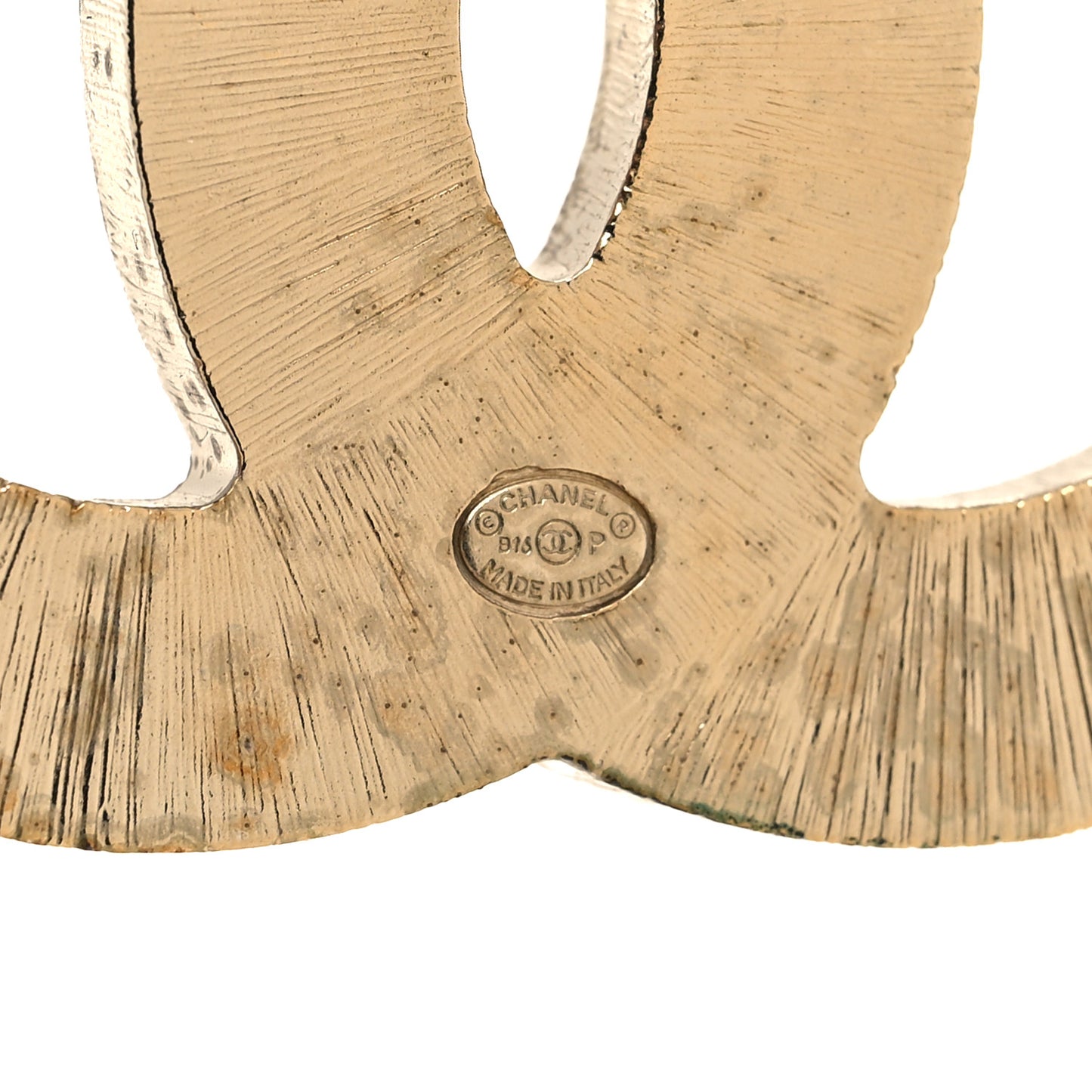 Pearl Enamel CC Brooch Black Gold