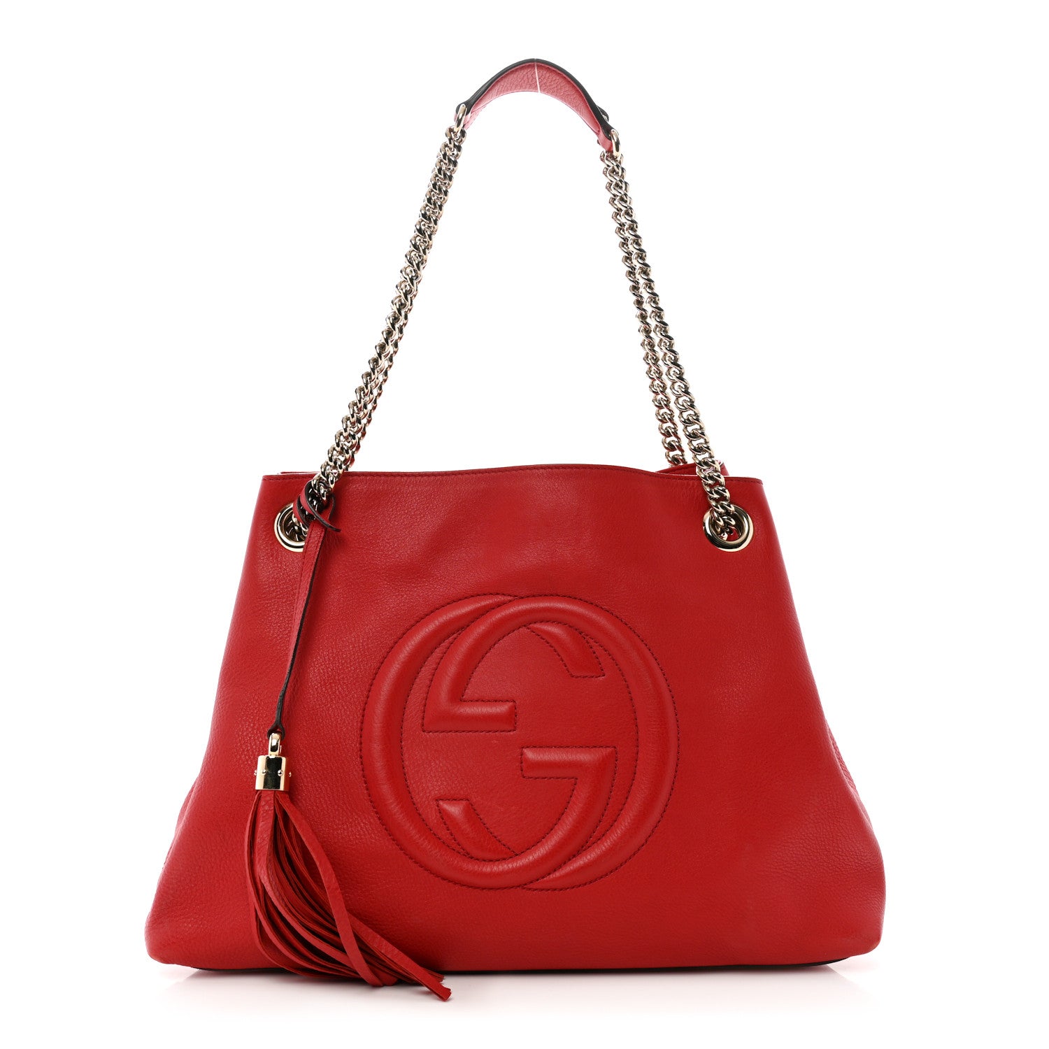 Gucci Cellarius Calfskin Medium Soho Chain Shoulder Bag Vibrant Red 1 of 13