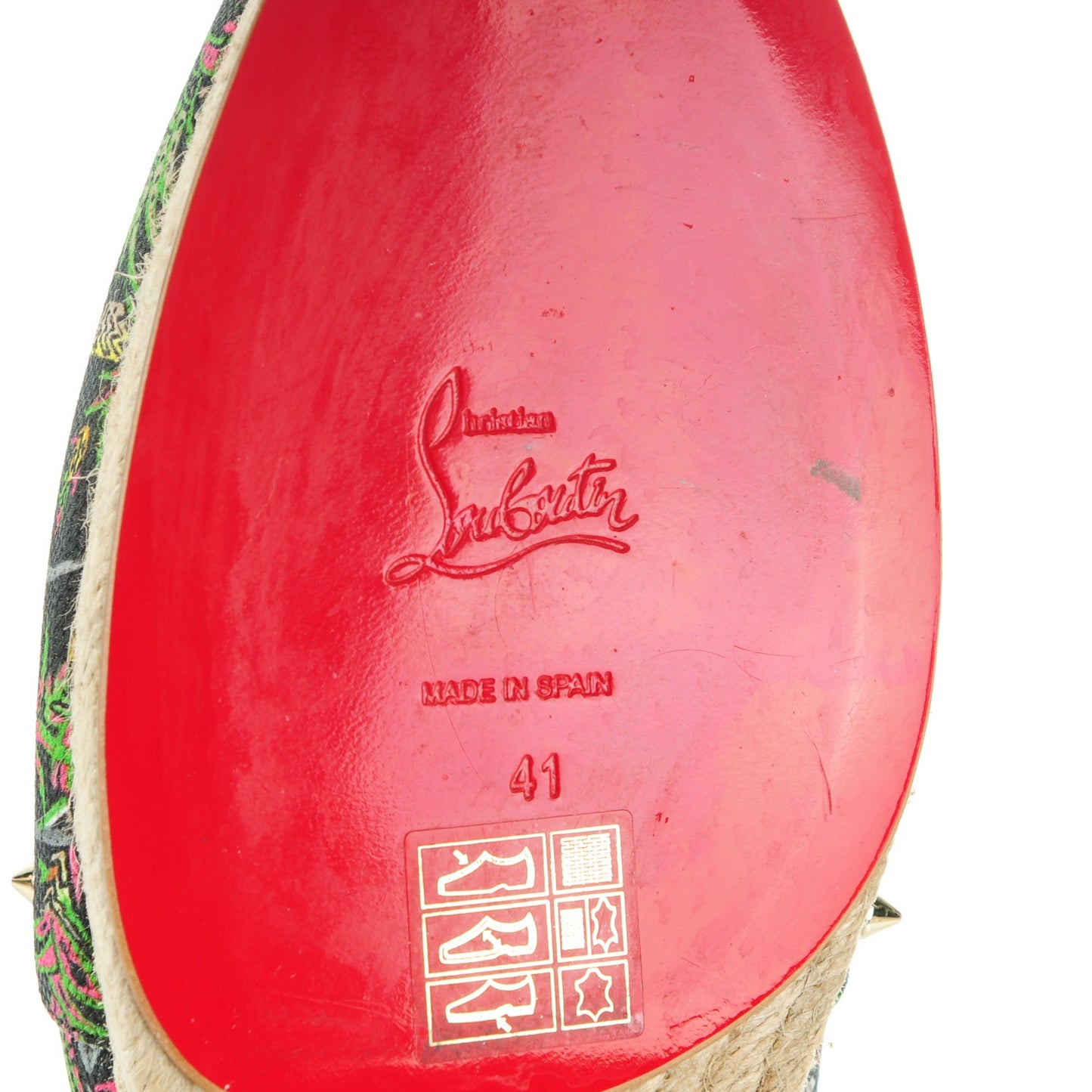 CHRISTIAN LOUBOUTIN Canvas Loubi Jungle Print Ares Spikes Flat Espadrille 41 Black