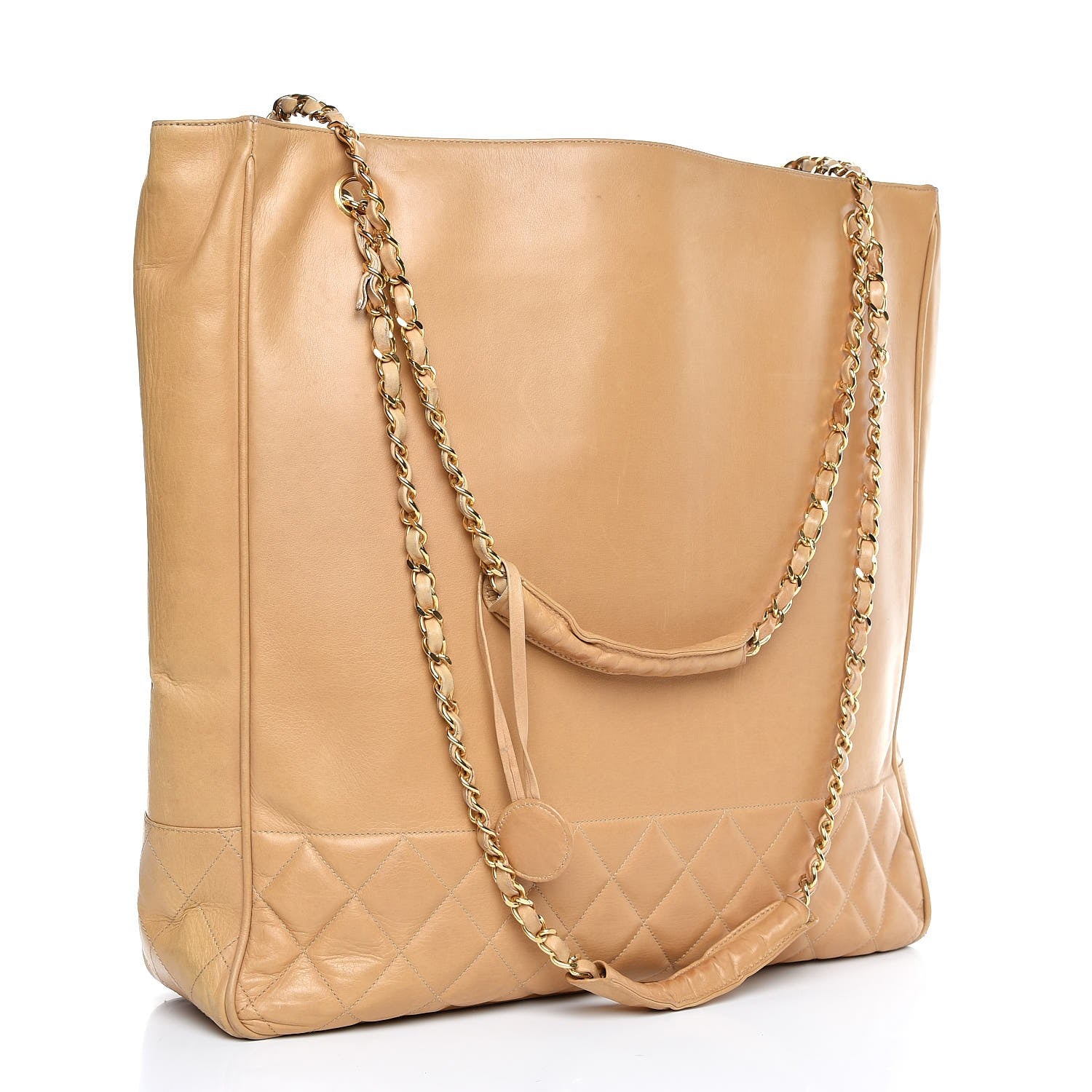 Chanel Lambskin Quilted Tote Beige 3 of 19