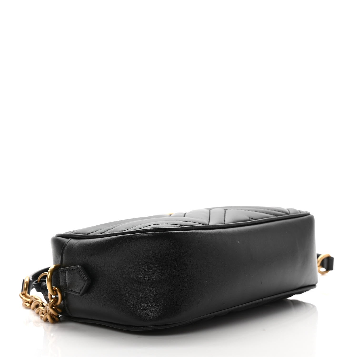 Gucci Calfskin Matelasse Small GG Marmont Chain Shoulder Bag Black 4 of 9