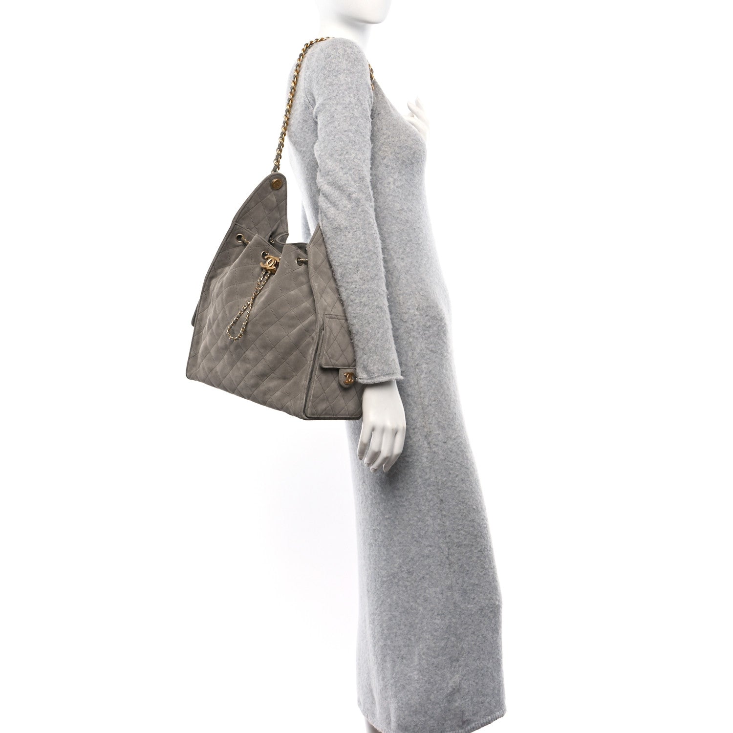 Chanel Suede Quilted Medium Chanel 25 Handbag Dark Grey 2 of 10