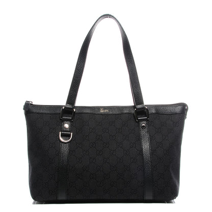 Gucci Denim Monogram Medium Abbey Tote Black 1 of 9