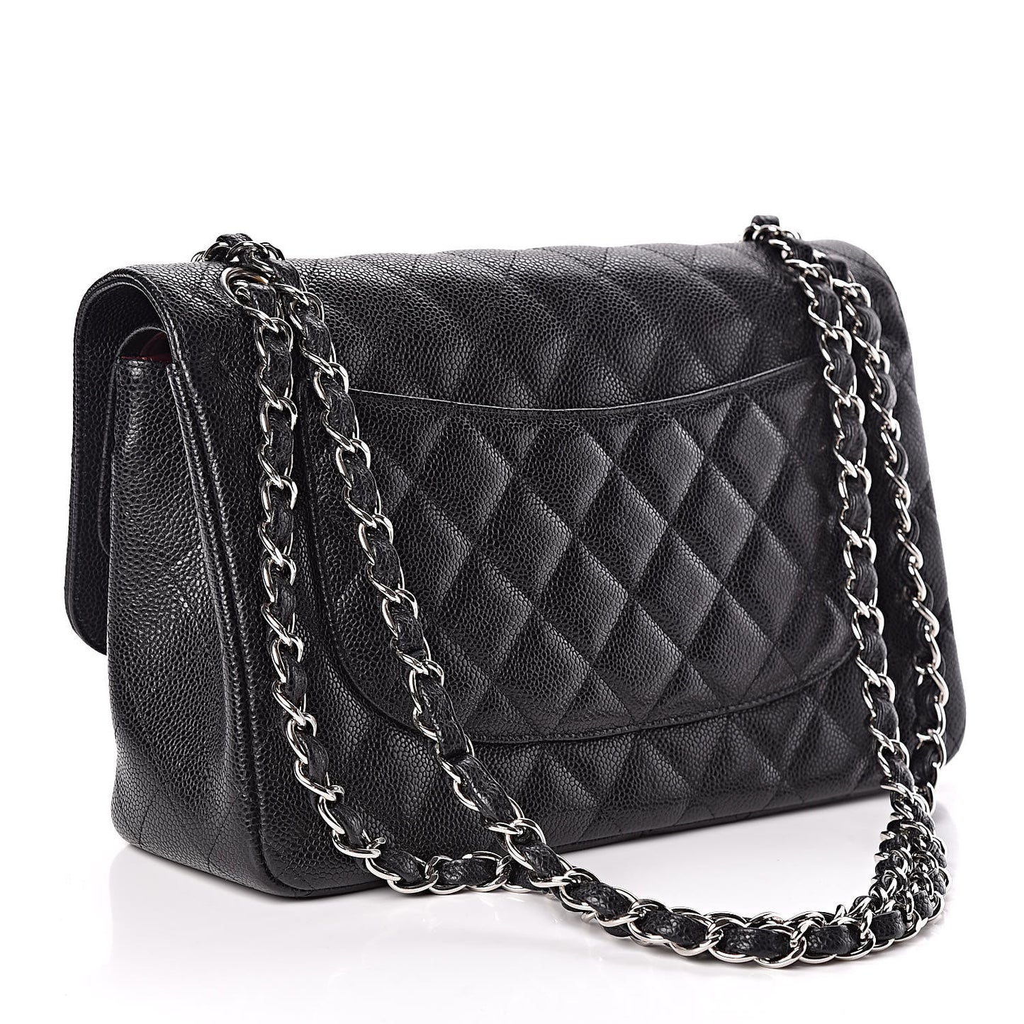 Caviar Quilted Jumbo Double Flap Black